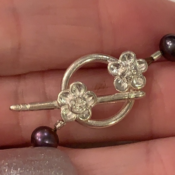 Sterling silver toggle clasp mother of Pearl shell pendant pearl necklace - Picture 4 of 12